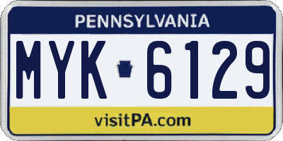 PA license plate MYK6129