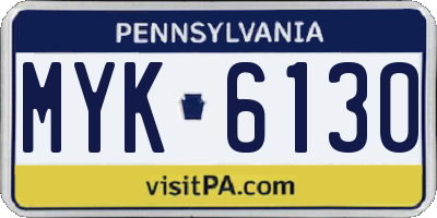 PA license plate MYK6130