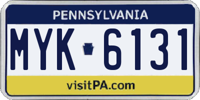 PA license plate MYK6131