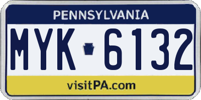 PA license plate MYK6132