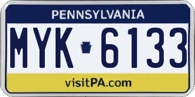 PA license plate MYK6133