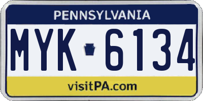 PA license plate MYK6134
