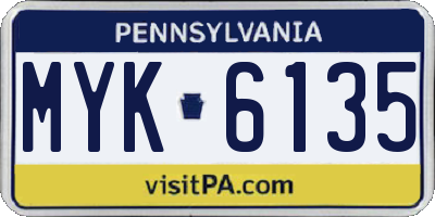 PA license plate MYK6135