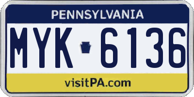PA license plate MYK6136