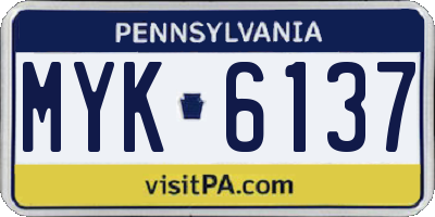 PA license plate MYK6137
