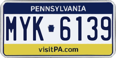 PA license plate MYK6139