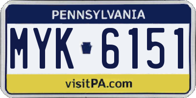 PA license plate MYK6151