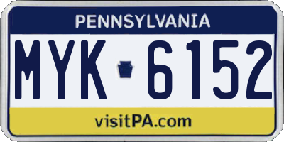 PA license plate MYK6152