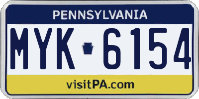 PA license plate MYK6154