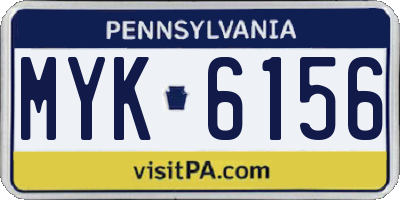 PA license plate MYK6156