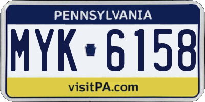PA license plate MYK6158