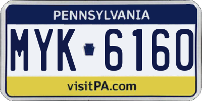 PA license plate MYK6160