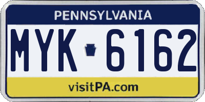 PA license plate MYK6162