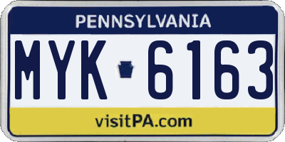PA license plate MYK6163