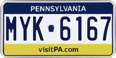 PA license plate MYK6167