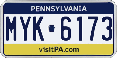 PA license plate MYK6173
