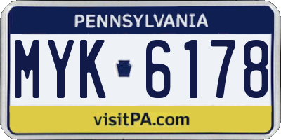 PA license plate MYK6178