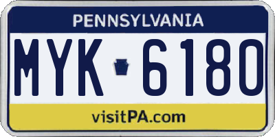 PA license plate MYK6180