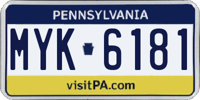 PA license plate MYK6181