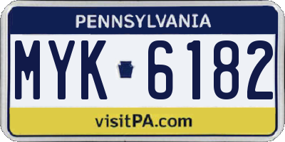 PA license plate MYK6182