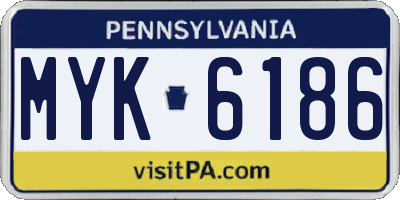 PA license plate MYK6186