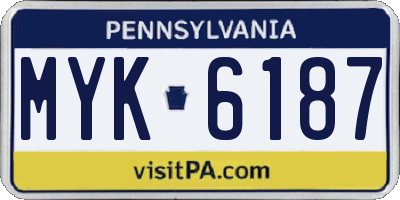 PA license plate MYK6187