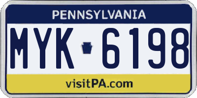 PA license plate MYK6198