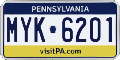 PA license plate MYK6201