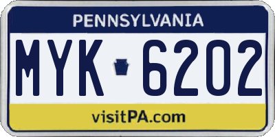 PA license plate MYK6202
