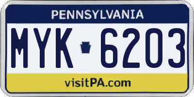 PA license plate MYK6203
