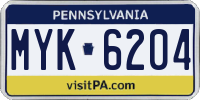 PA license plate MYK6204