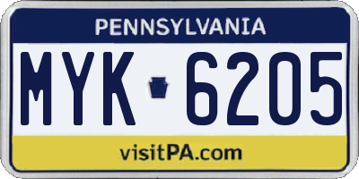 PA license plate MYK6205