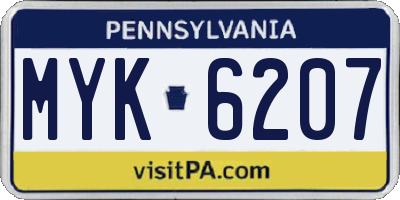 PA license plate MYK6207