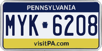 PA license plate MYK6208