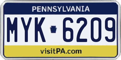 PA license plate MYK6209