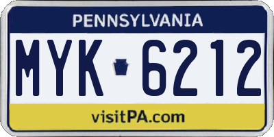 PA license plate MYK6212