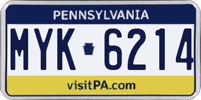 PA license plate MYK6214