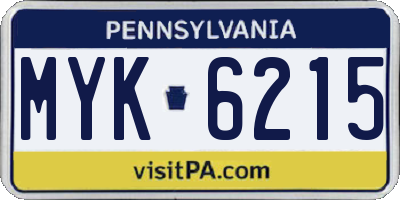 PA license plate MYK6215