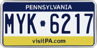PA license plate MYK6217