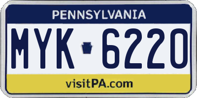PA license plate MYK6220