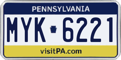 PA license plate MYK6221