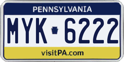 PA license plate MYK6222