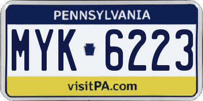 PA license plate MYK6223