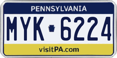 PA license plate MYK6224