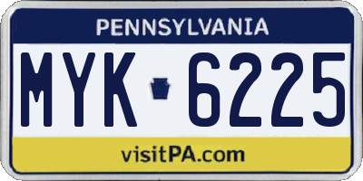 PA license plate MYK6225