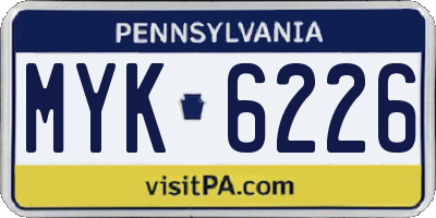 PA license plate MYK6226