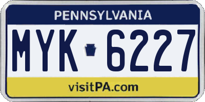 PA license plate MYK6227