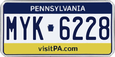 PA license plate MYK6228