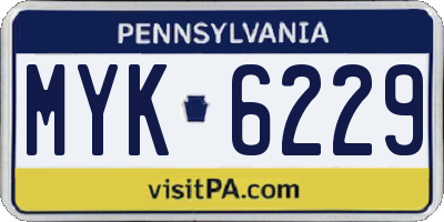 PA license plate MYK6229