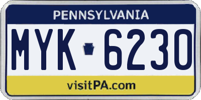 PA license plate MYK6230